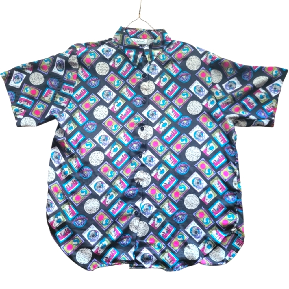 Vintage Print Button Down Shirt